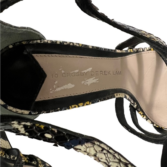Derek Lam 10 Crosby Snake Print Ankle Strap Wedge Open Toe Heeled Sandals 7 - Picture 6 of 10